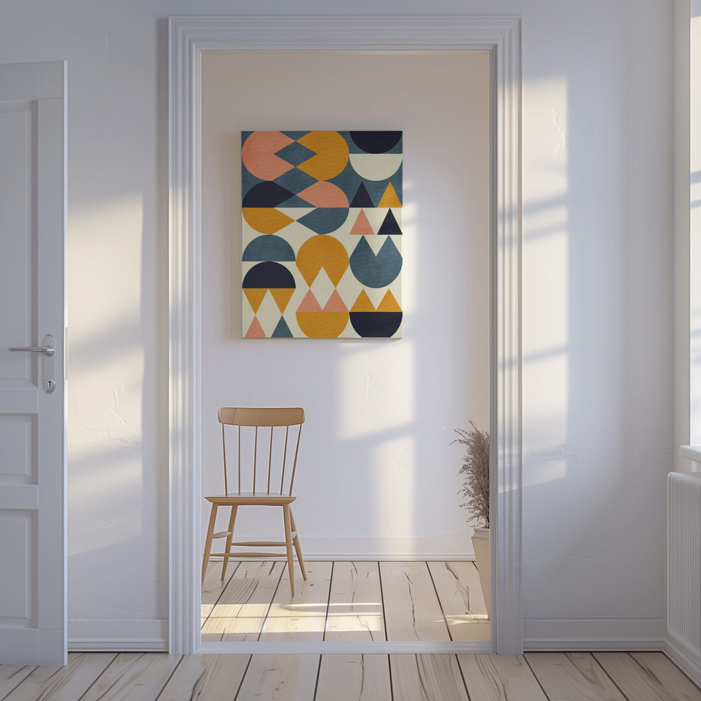 Rainbow Plus Shapes Blue Mustard6 | Canvas