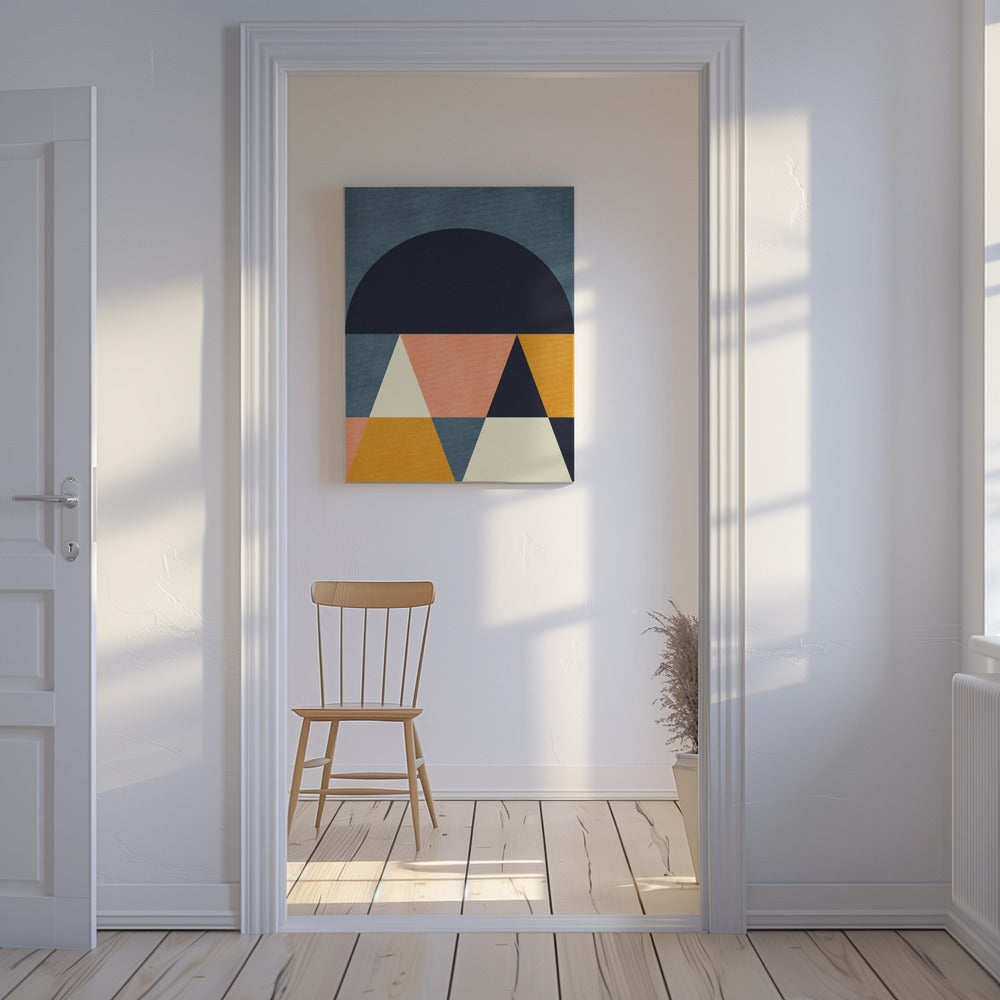 Rainbow Plus Shapes Blue Mustard4 | Canvas