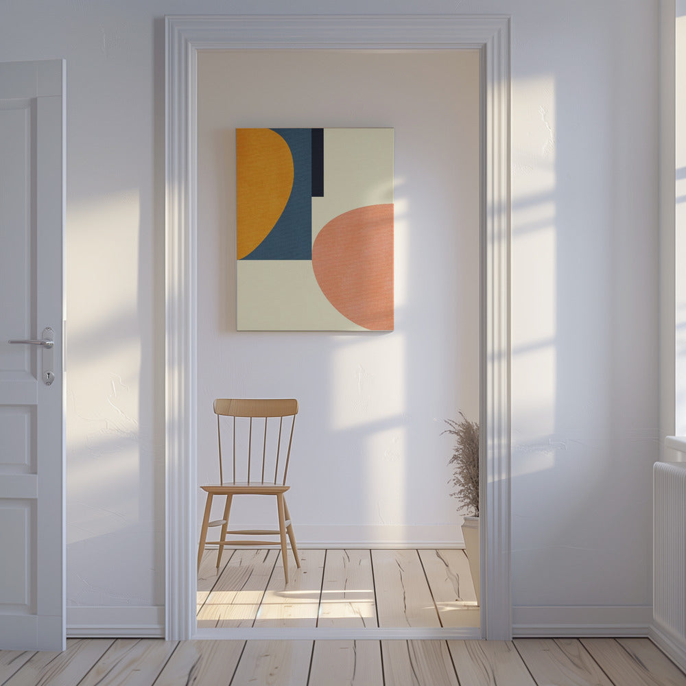 Rainbow Plus Shapes Blue Mustard1 | Canvas