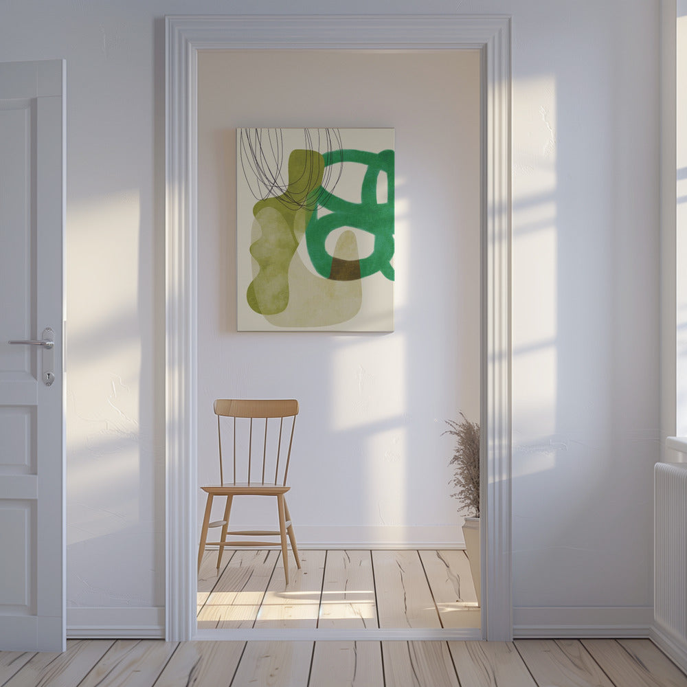 Painted Lines Green Tan Kopie | Canvas