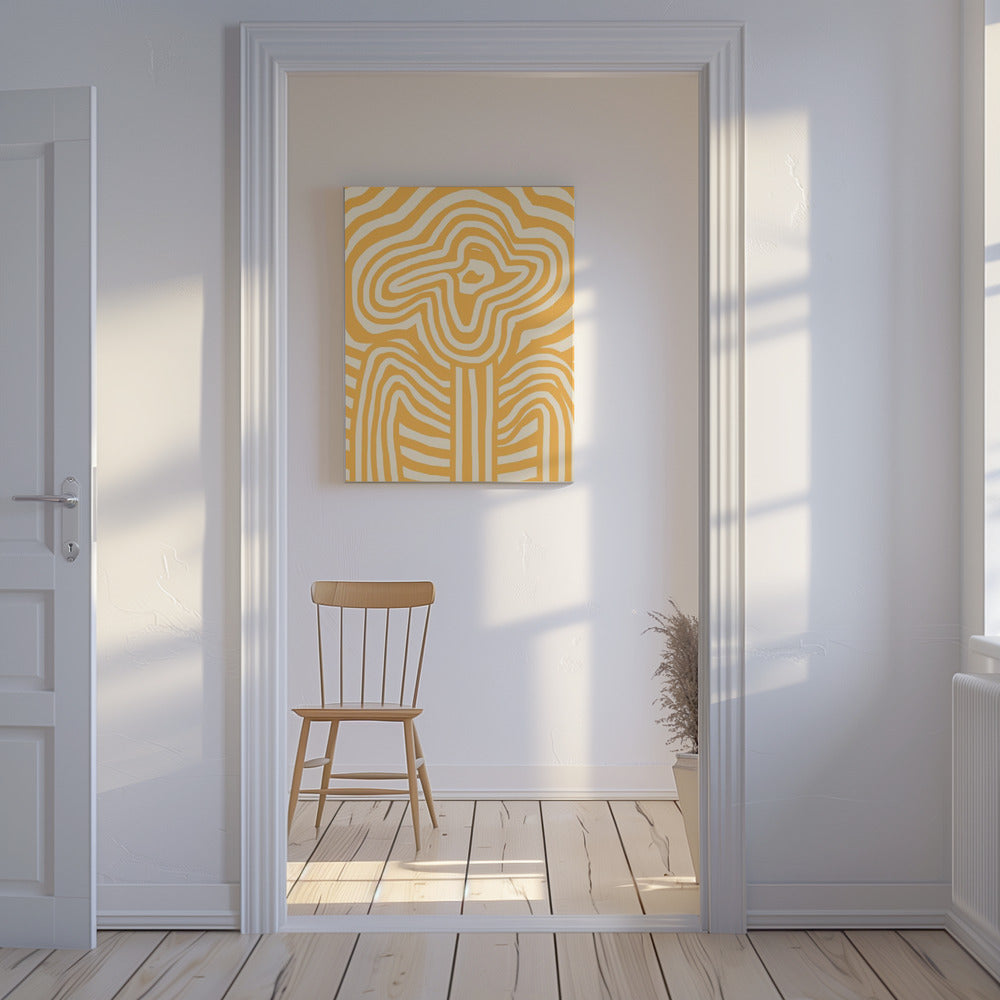 Yellow Striped Flower | Canvas