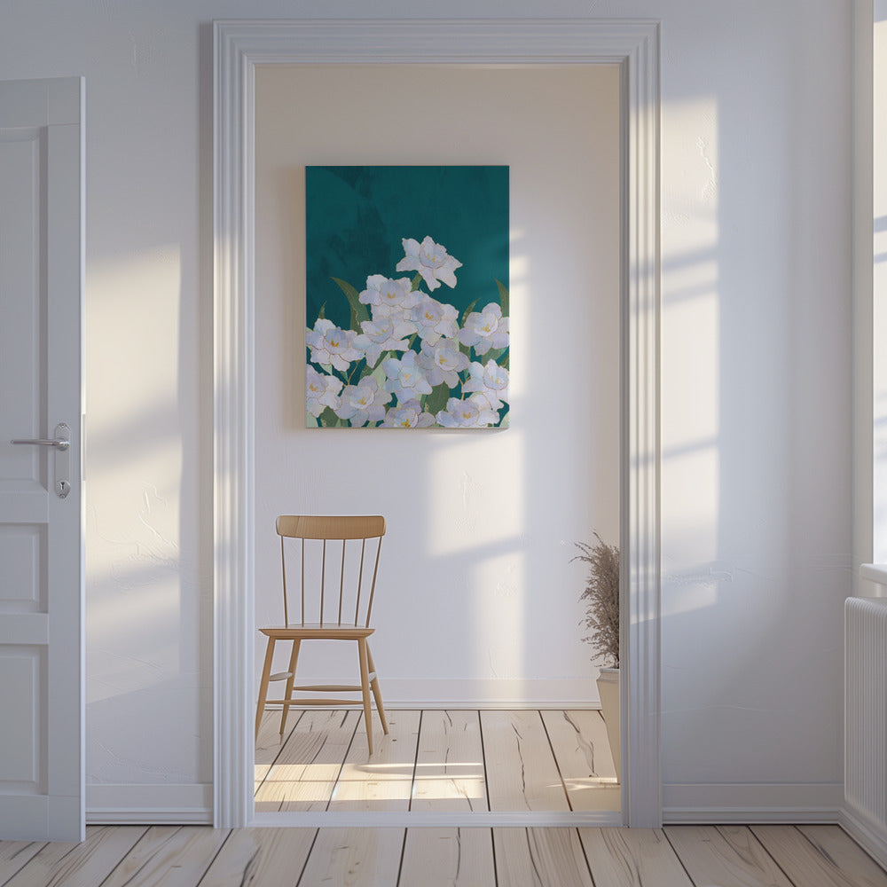 Narcissuss Flowers Turquouise | Canvas