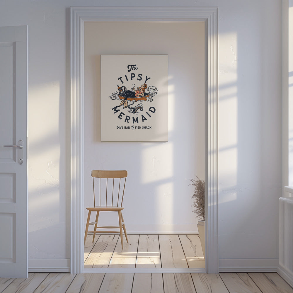 Tipsy Mermaid Dive Bar Mermaid Art | Canvas