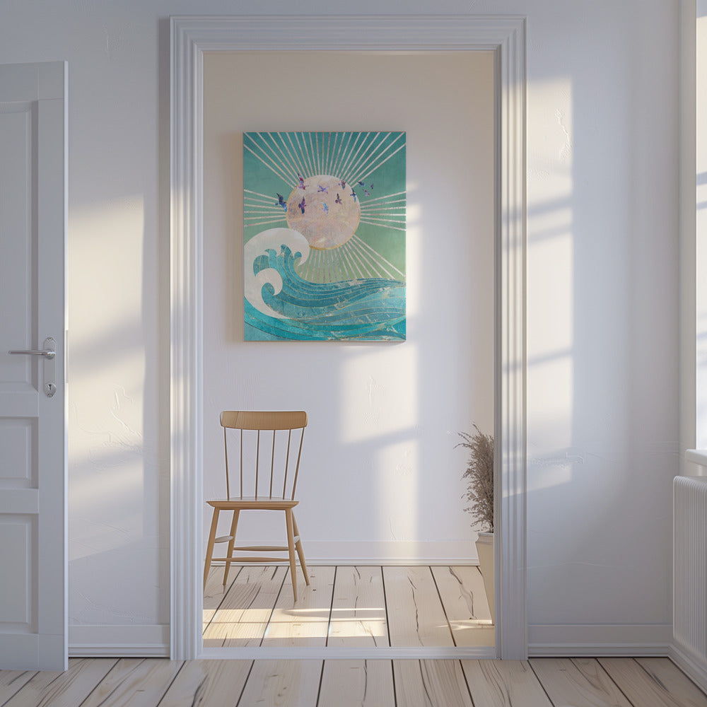 Sunset Golden Ocean Turquoise | Canvas