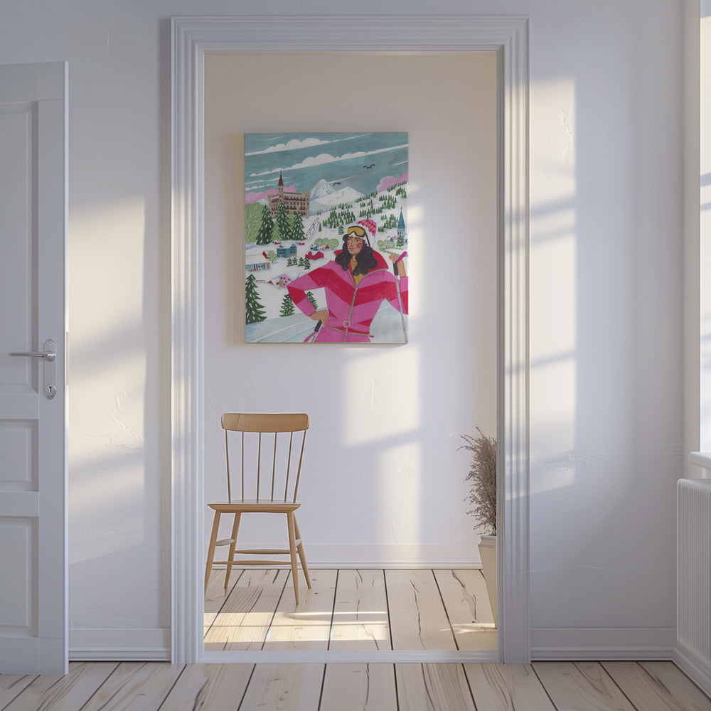 Winter Scene Woman Skiing | Canvas