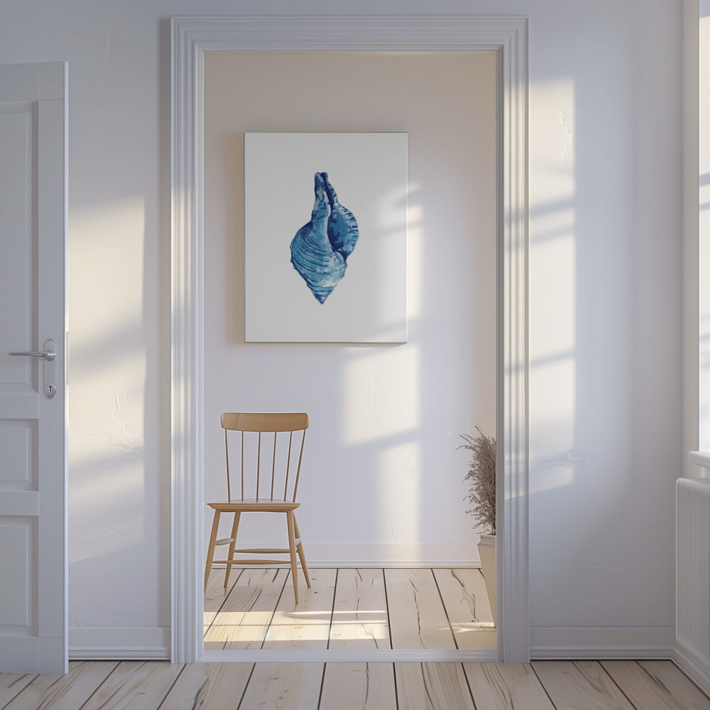 Blue Seashell On White Background No3 | Canvas