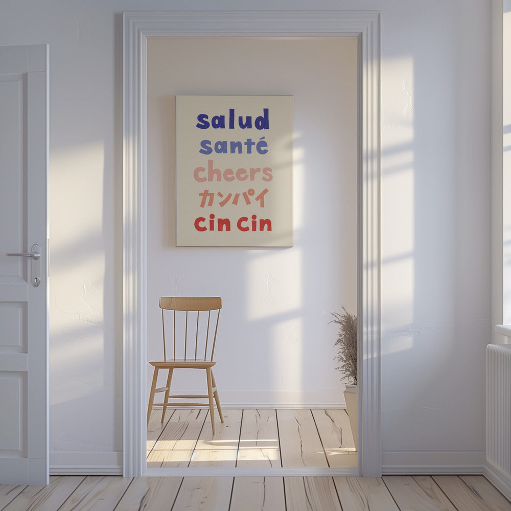 Cheers Typography - Salud Santé Cheers Kanpai Cin cin | Canvas