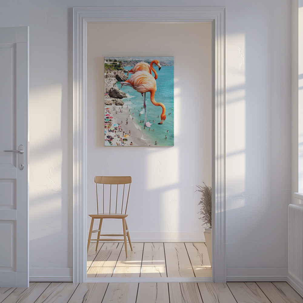 Flamingos On the Beach | Canvas