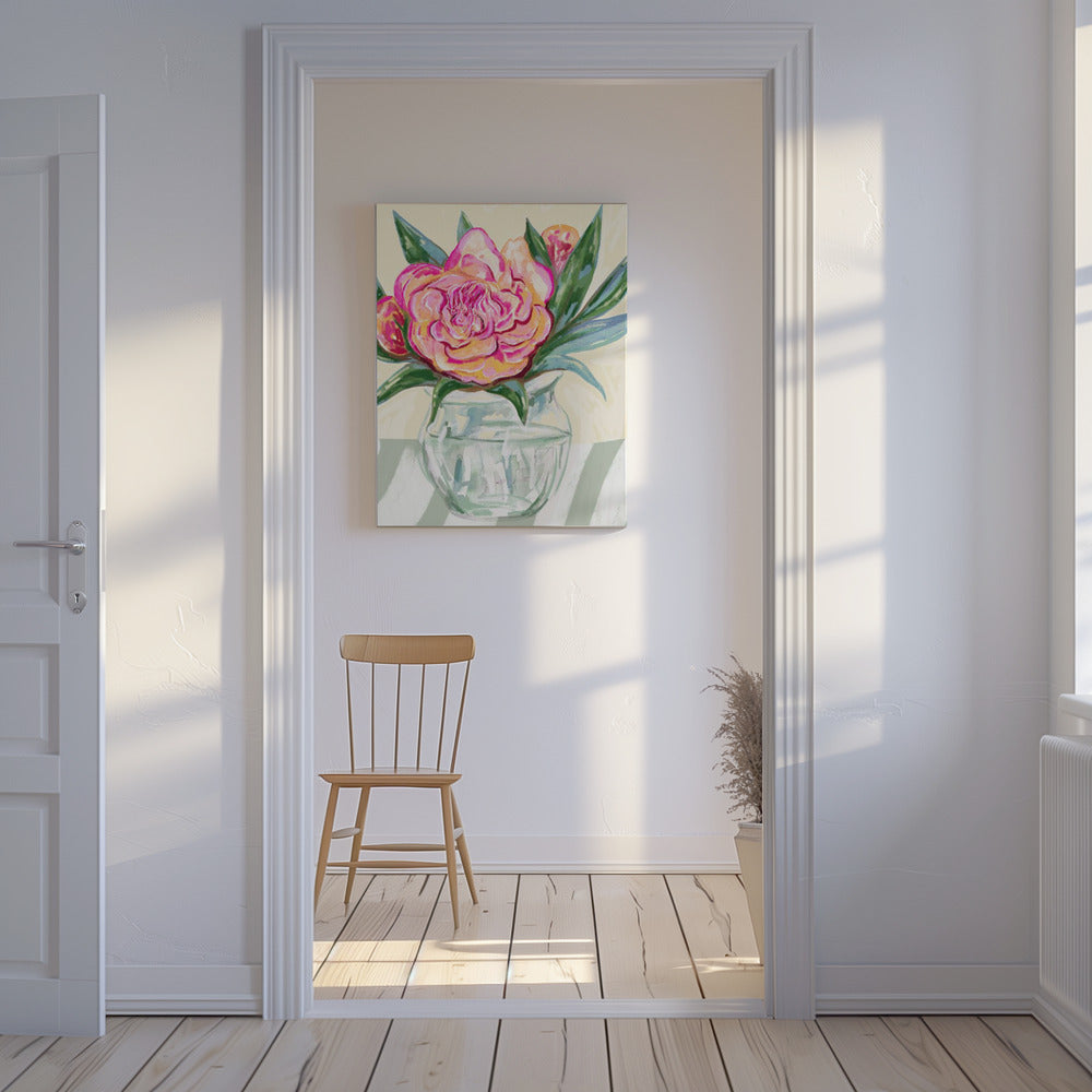 Peony in Glass Vase | Canvas