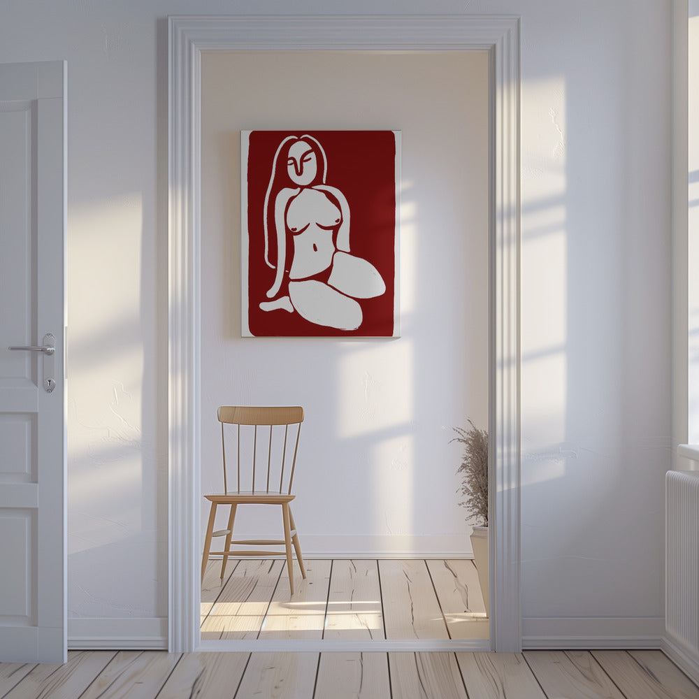 Stylized Nude Figure in a Seated Pose | Canvas