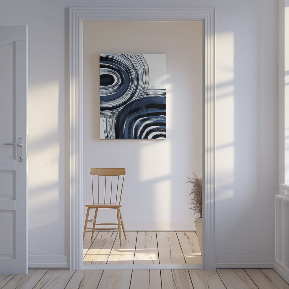 Concentric Blue and Black Brushstrokes | Canvas