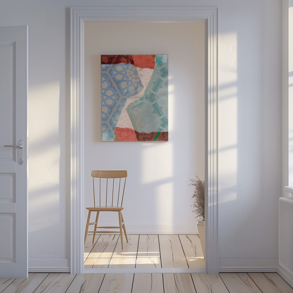 Overlapping Geometric Patterns in Soft Hues | Canvas