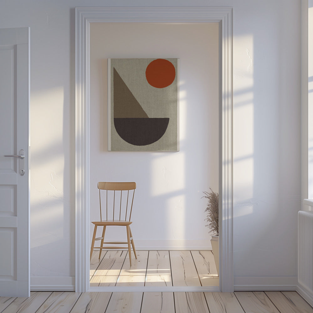 Abstract Shapes in Earth Tones with Red Circle | Canvas