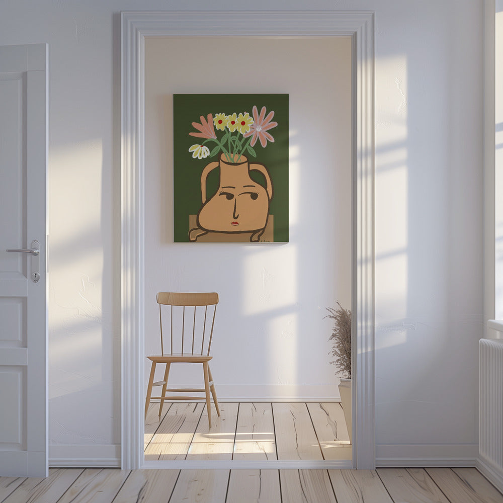 Lady vase with flowers | Canvas