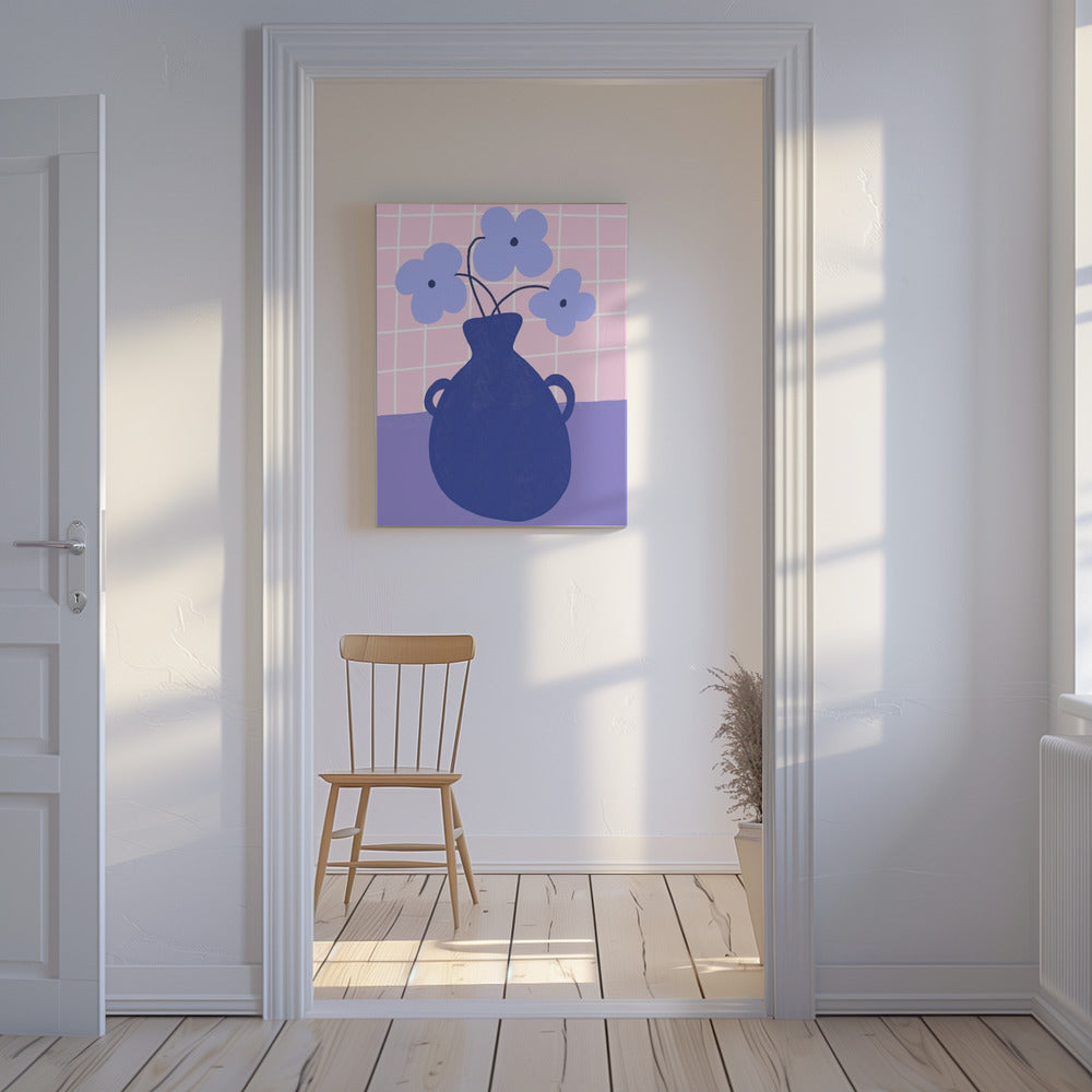 Minimalist Vase with Blue Flowers | Canvas