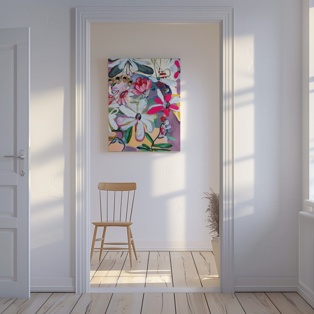 Vibrant Flowers with Bold Pink and White Petals | Canvas