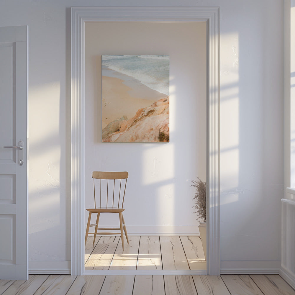 Sandy Beach Meeting Rocky Cliffs | Canvas