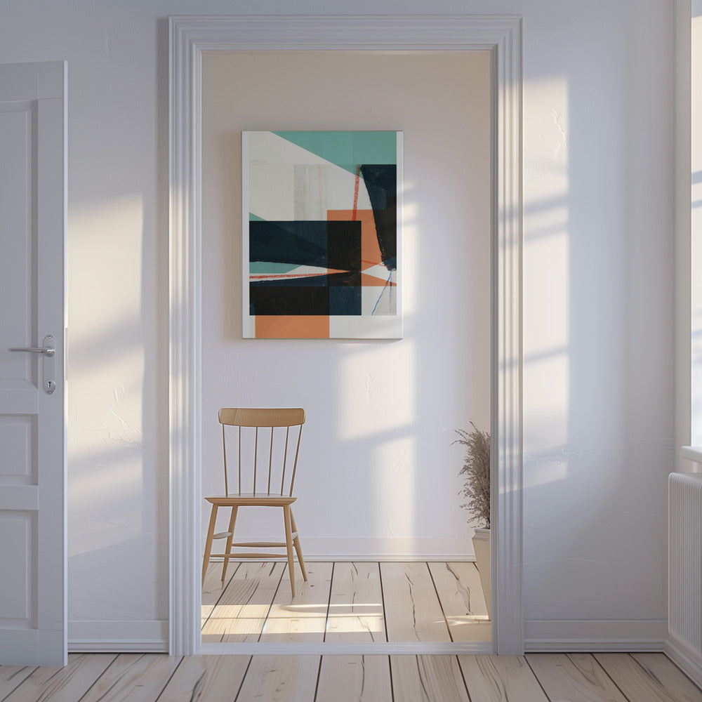 Geometric Shapes In Muted Teal | Canvas