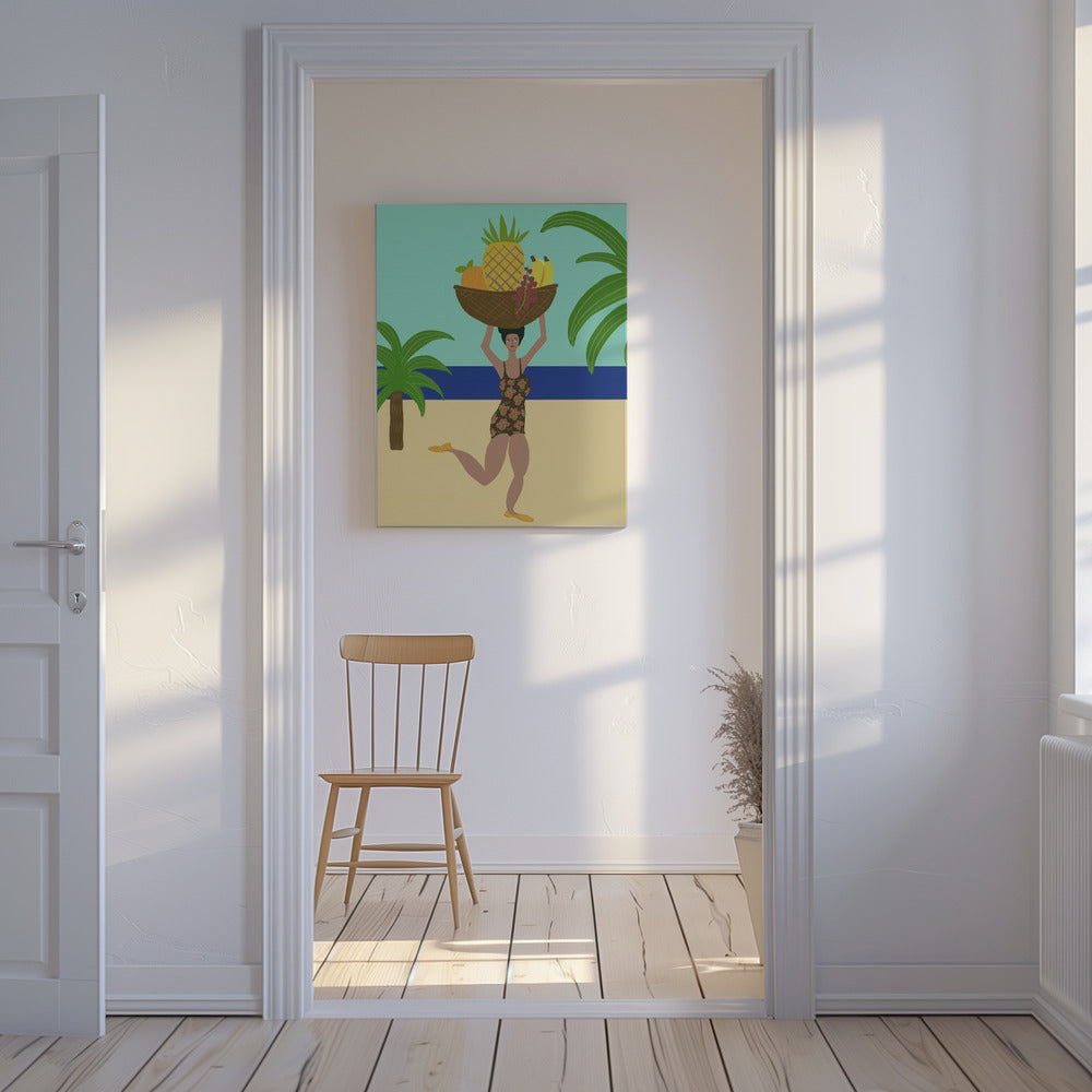 Tropical fruit at the beach | Canvas