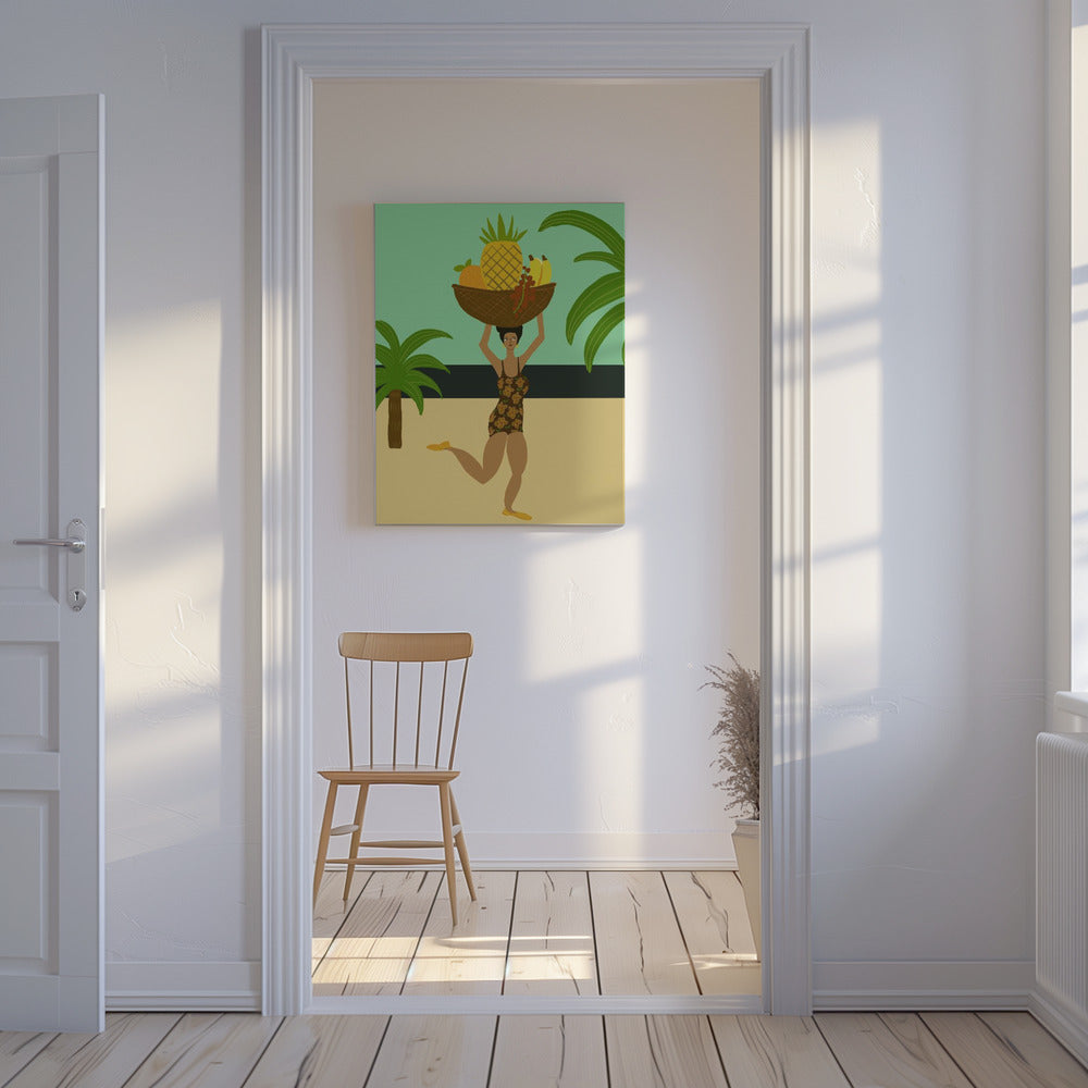 Tropical fruit at the beach | Canvas