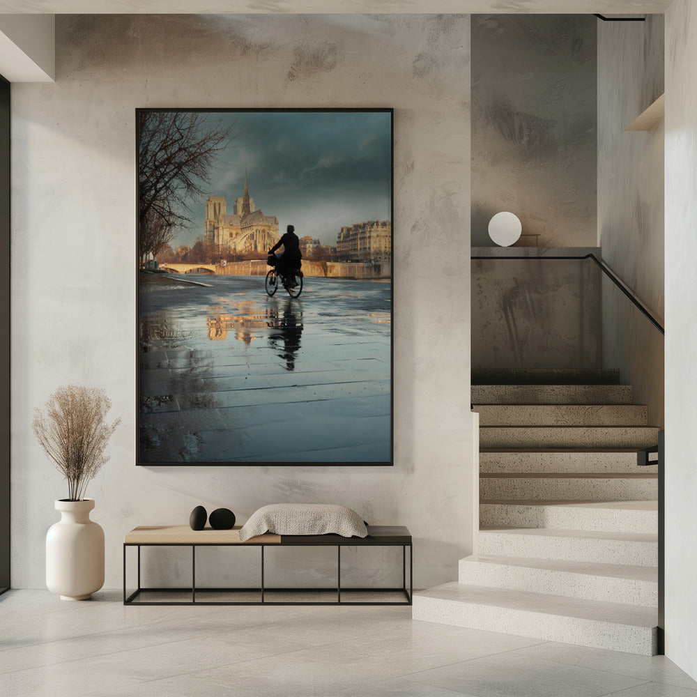 Notre Dame and cyclist | Poster