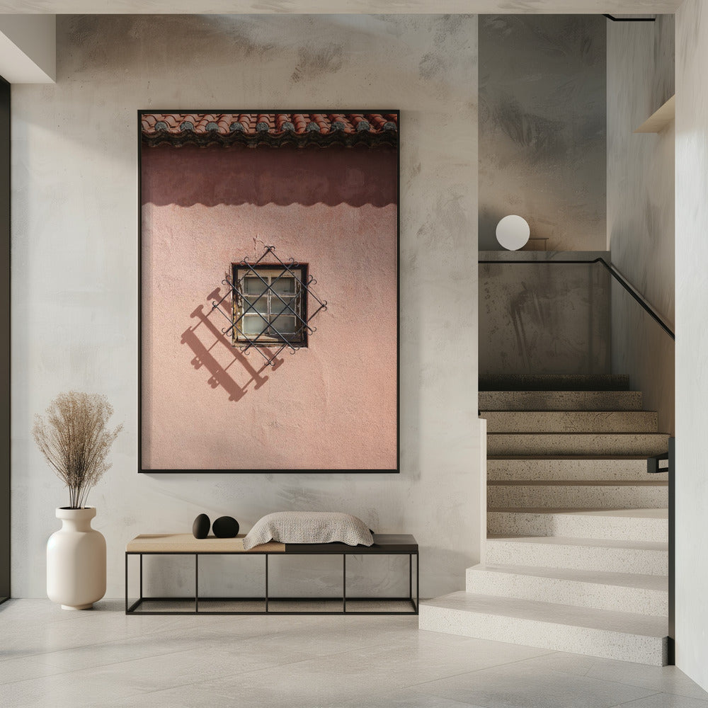 Rustic Pink Wall With A Vintage Window | Poster