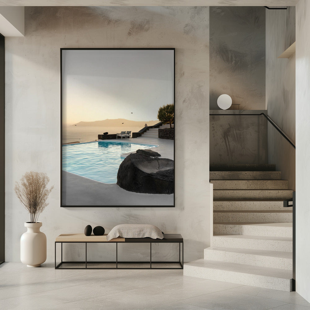 Birds Flying Over Swimming Pool | Poster