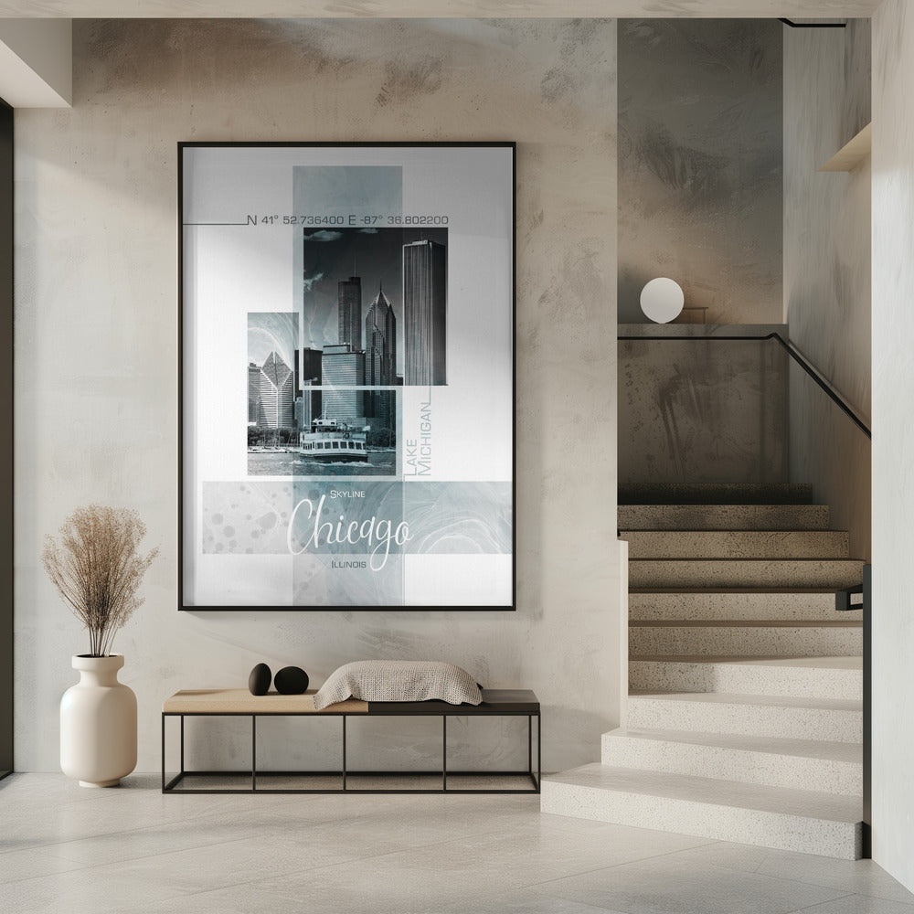 Poster Art CHICAGO Skyline | turquoise marble | Poster