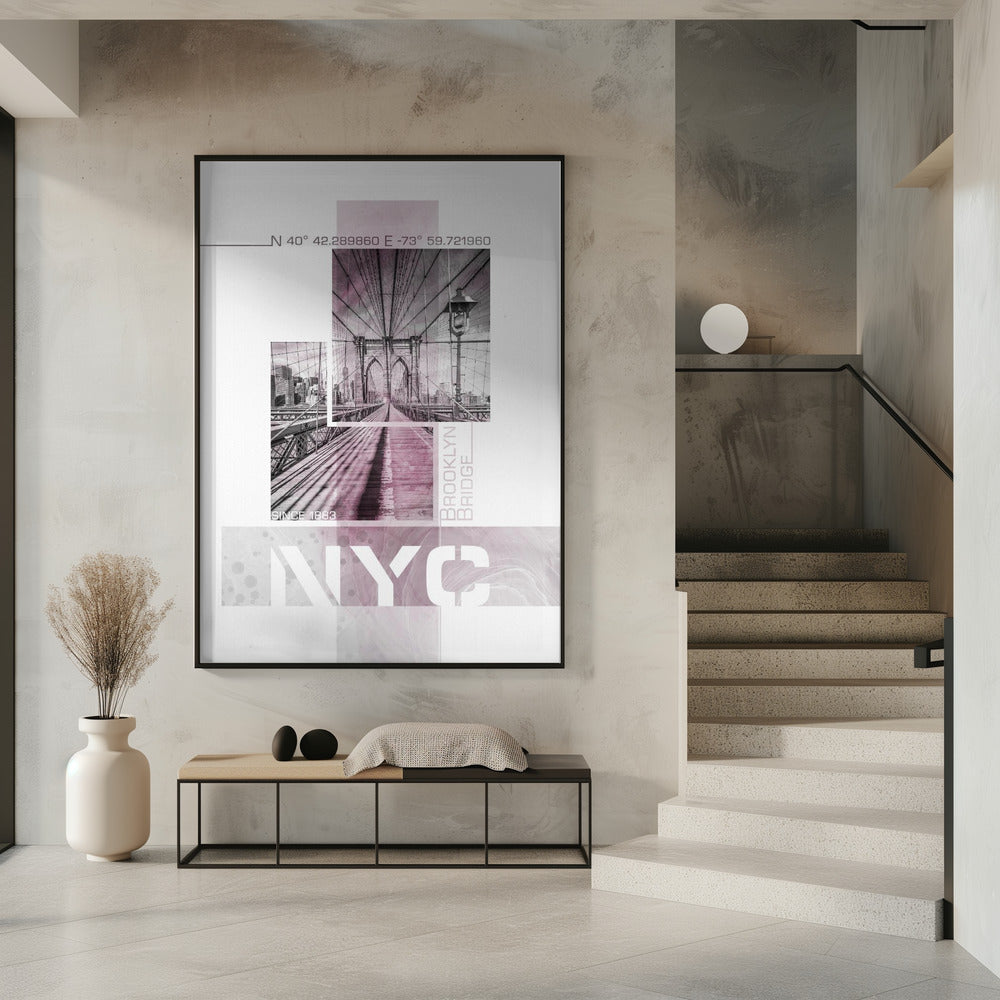 Poster Art NYC Brooklyn Bridge | pink marble | Poster