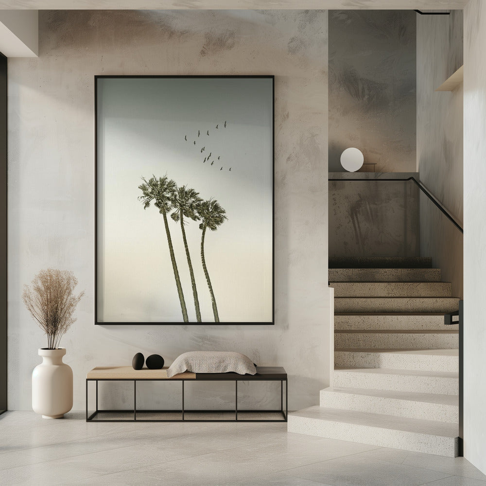 Vintage minimalist palm trees & sunset | Poster