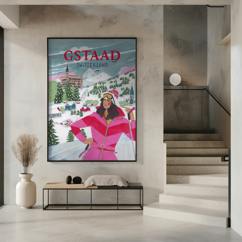 Travel Poster Woman in Gstaad, Switzerland | Poster