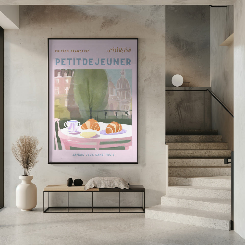 Petit Dejeuner, Croissants, Paris, Pastell | Poster
