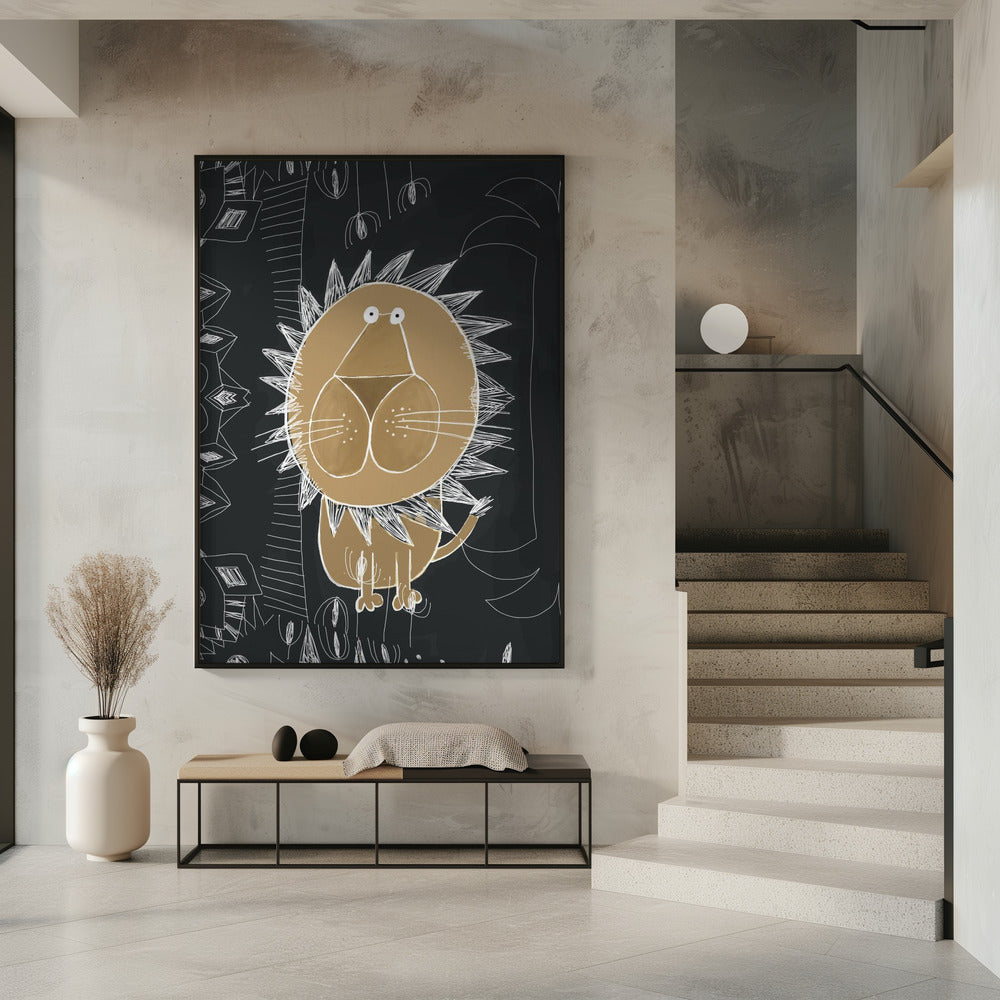 Cute Lion with Jungle Doodle by Artist Carla Daly | Poster