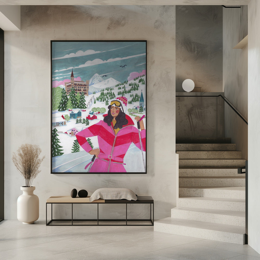 Winter Scene Woman Skiing | Poster