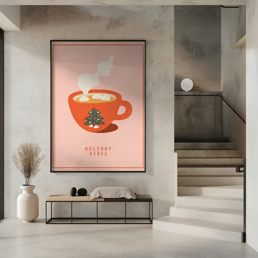 Holiday vibes. A mug of hot cocoa for Christmas | Poster