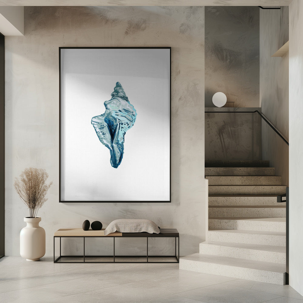 Blue Seashell On White Background No4 | Poster