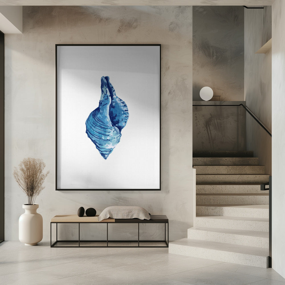 Blue Seashell On White Background No3 | Poster
