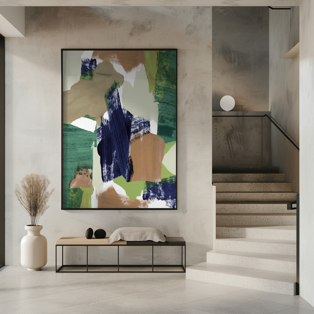 Abstract Blue Green Beige No 2 | Poster