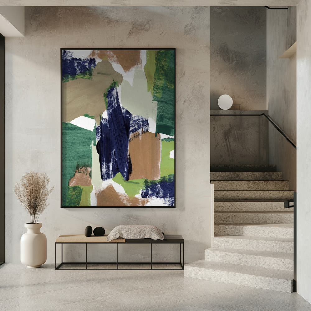 Abstract Blue Green Beige No 1 | Poster