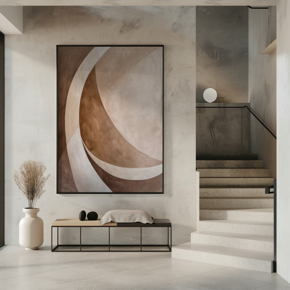 Abstract Art Beige Brown Geo Abstract | Poster