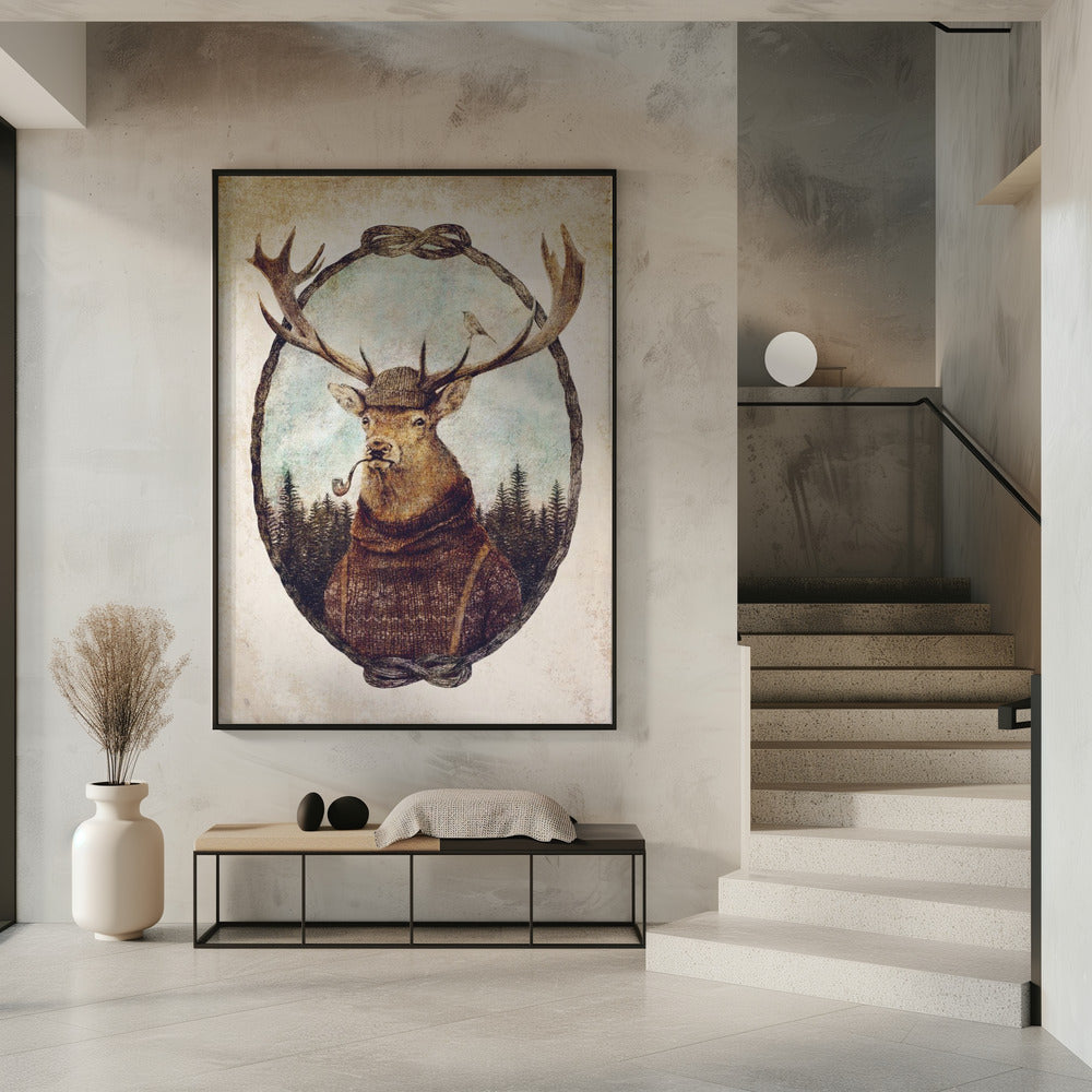 Deer Dressed In Cozy Attire | Poster