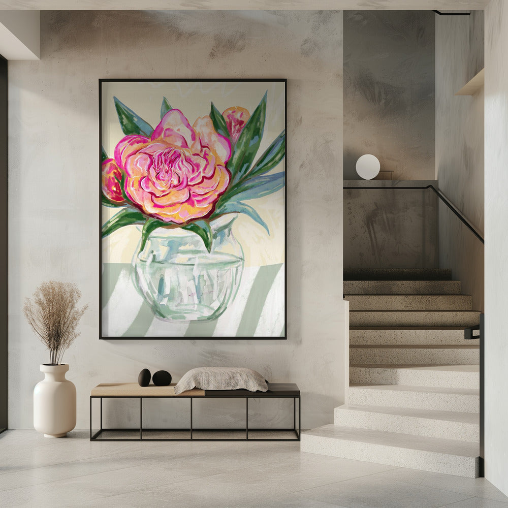 Peony in Glass Vase | Poster