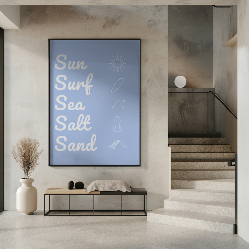 Sun Surf Sea Salt Sand Light Blue | Poster