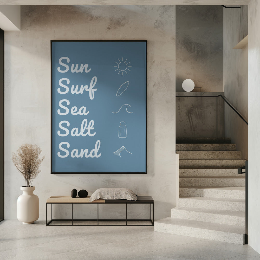 Sun Surf Sea Salt Sand Dark Blue | Poster