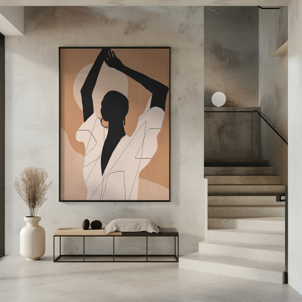 Minimal Abstract Art Sunset Girl | Poster