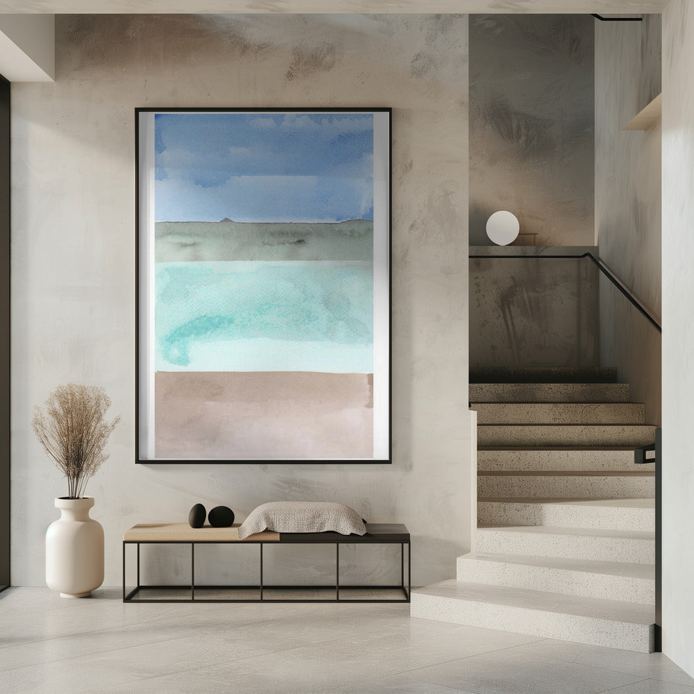 Abstract Horizontal Bands Of Blue,Green And Beige | Poster