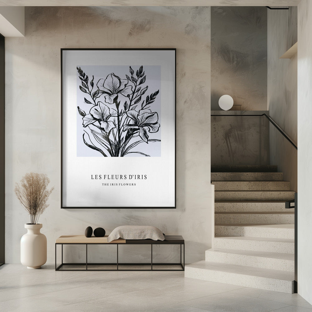 Iris Flowers In A Monochrome Illustration | Poster