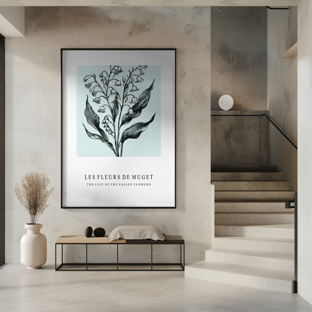 Lily of the Valley Flowers In A Monochrome Illustration | Poster