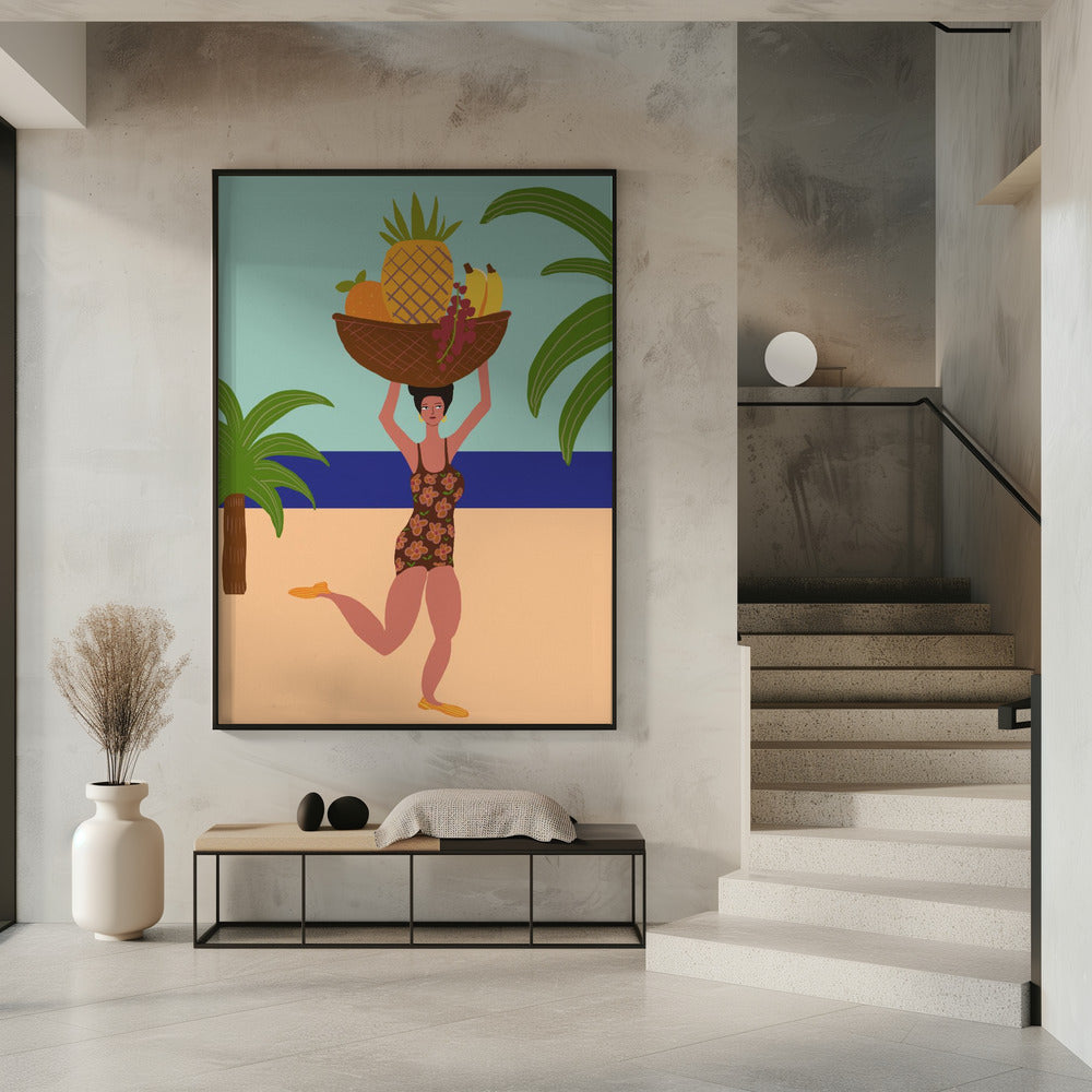 Tropical fruit at the beach | Poster