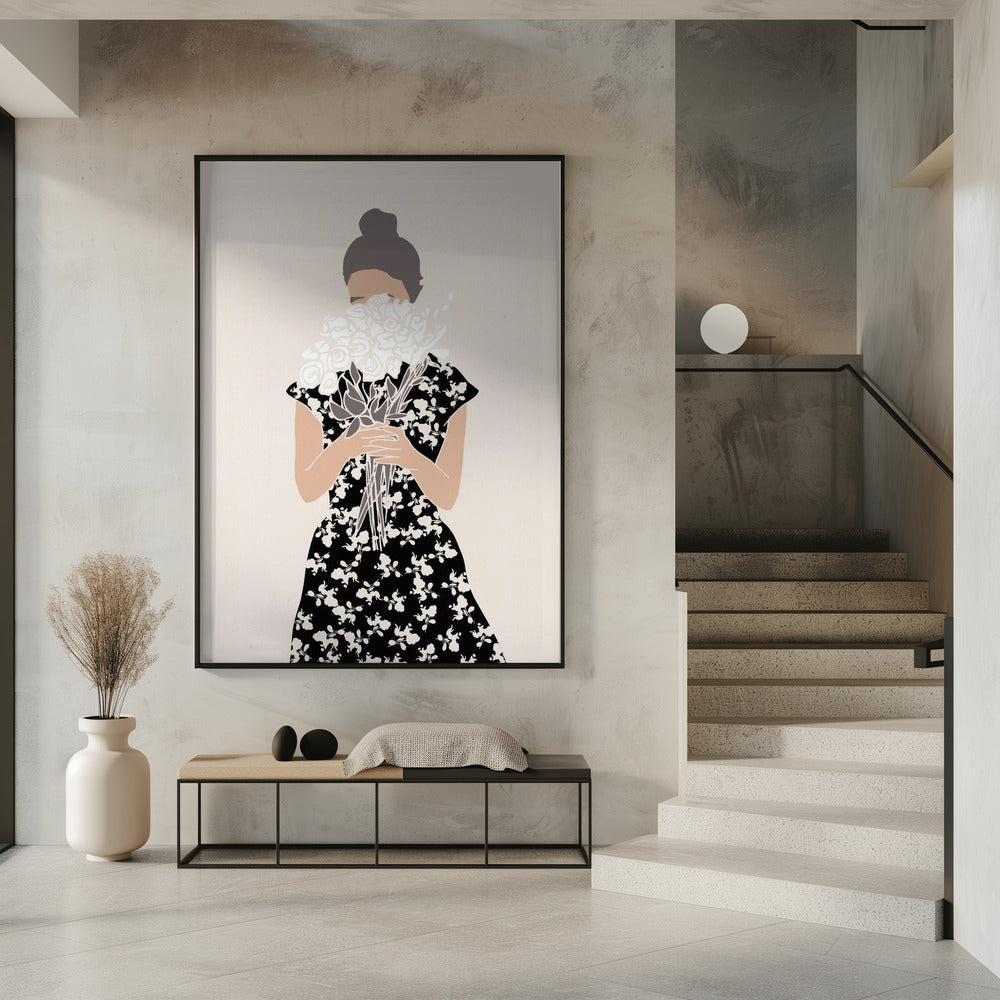 Girl With Flower Bouquet | Poster